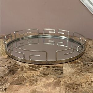Silver Mirror Bottom Decorative Serve Tray